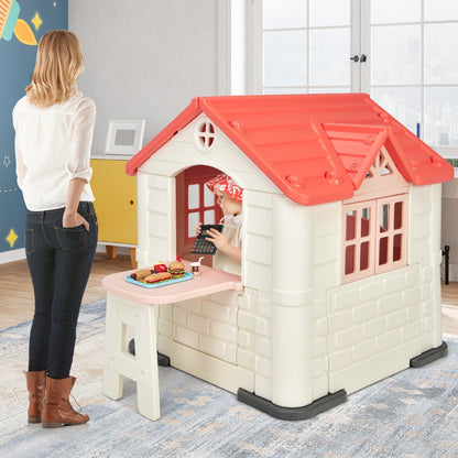 Pink kids play cottage for imaginative indoor/outdoor play - perfect for creative adventures.