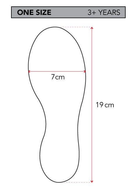 Size chart Ultimate Princess Rose Jelly Shoes Kids