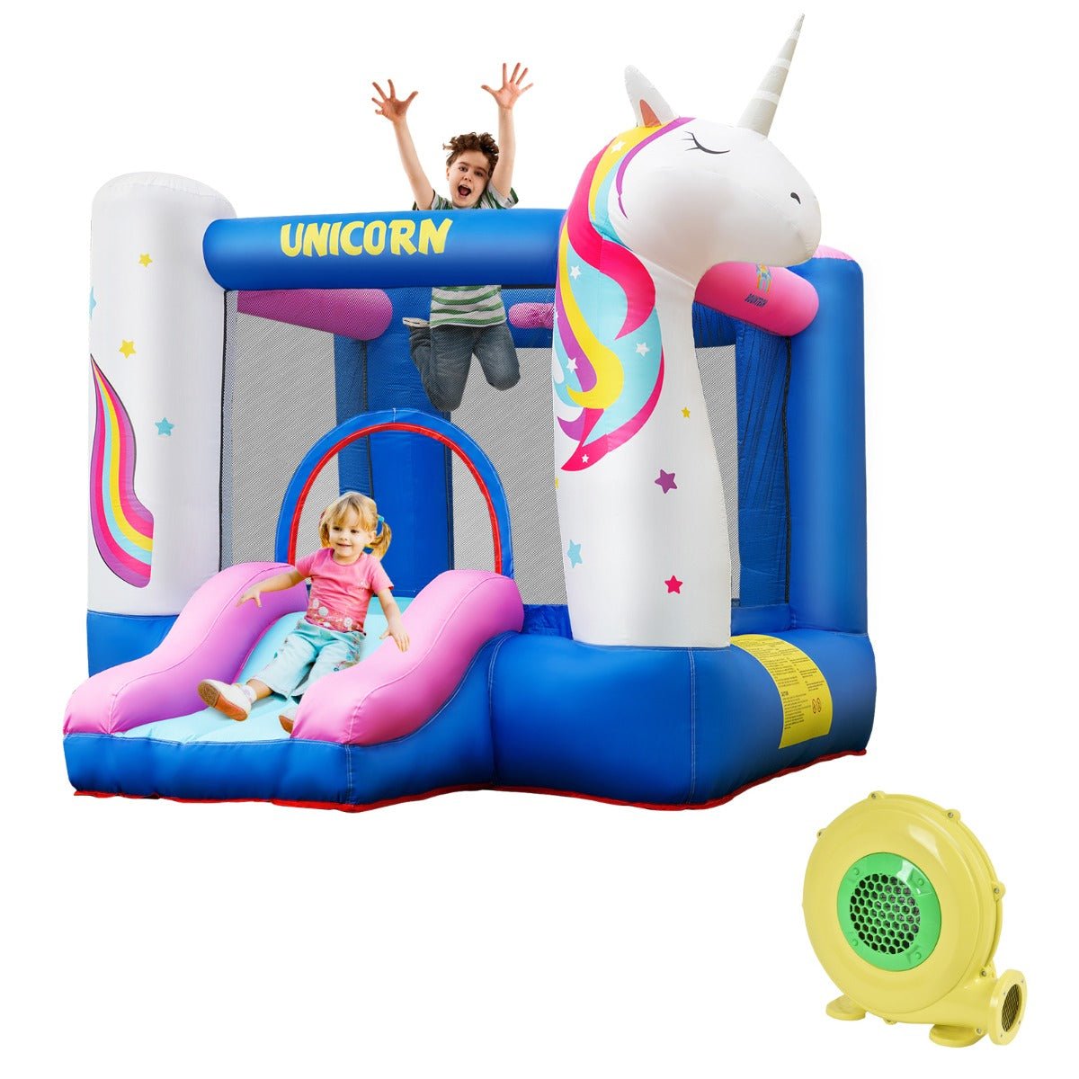 Unicorn Bounce House with Slide & Basketball Hoop - Exciting Adventure (Blower Included)