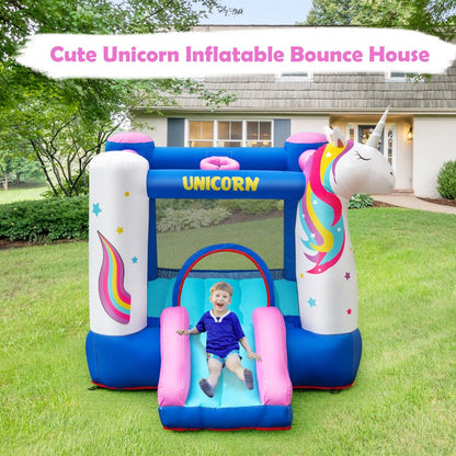 Indoor/Outdoor Unicorn Bounce House - Slide, Hoop, and Delight (Blower Included)