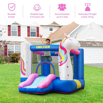 Children's Unicorn Bounce House - Slide, Hoop, and Enchantment (Blower Included)