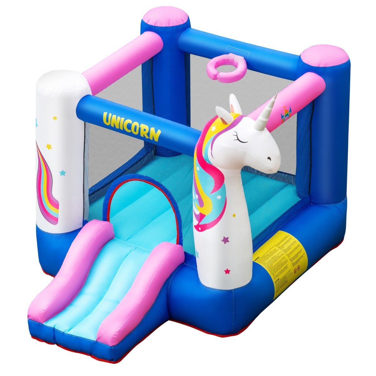 Kids Unicorn Bounce House - Slide, Hoop, and Imagination (Blower Included)