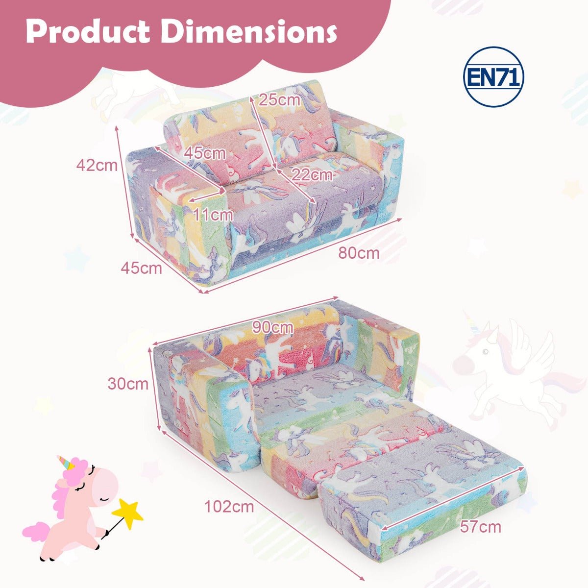 Unicorn Themed Reading Chair for Kids