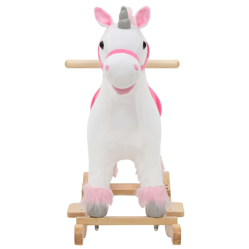 Unicorn Rocking Toy Plush 65x32x58 cm White and Pink - Kids Mega Mart