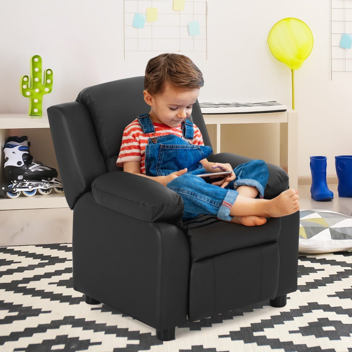 Kid Lounge Sofa: Upholstered with Easy-Clean PU Cover - Playroom Oasis