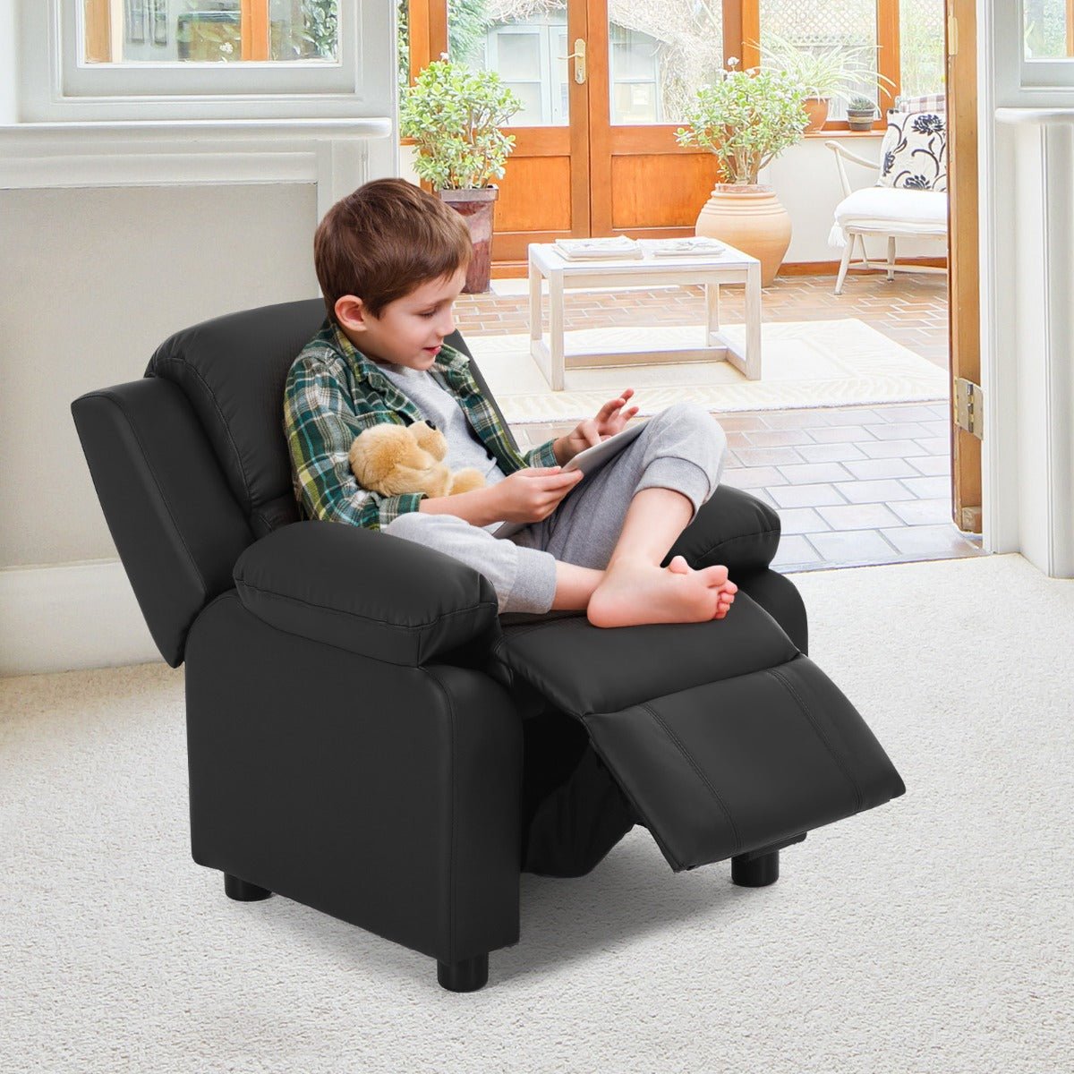 Shop Upholstered Kid Lounge Sofa: Easy-Clean PU Cover - Playroom Delight