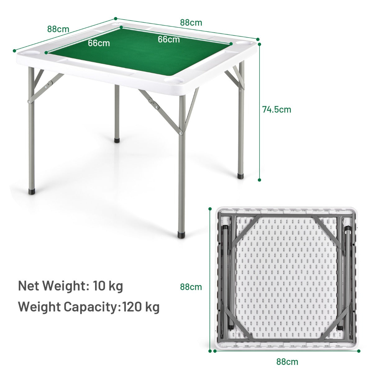 Kids foldable gaming table with cup holders and chip trays for fun and convenience at home.