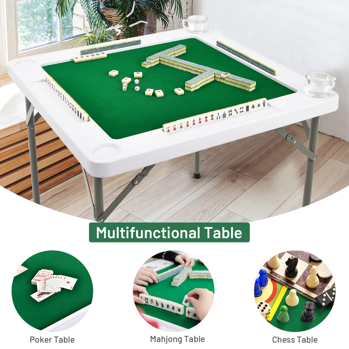 Foldable Kids Gaming Table with Cup Holders and Chip Trays for fun gaming experience.