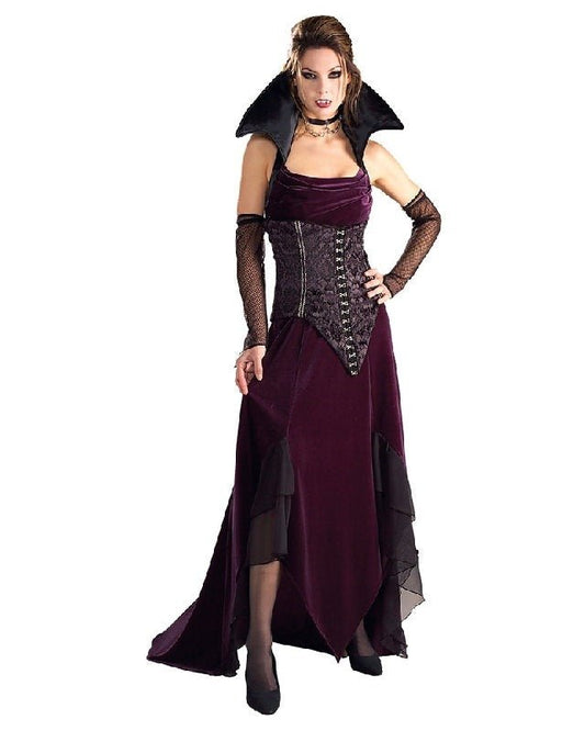 Vampira adult costume deluxe set, perfect for Halloween dress-up or themed parties.