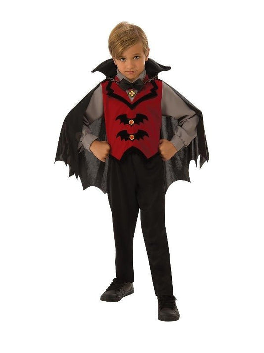 Vampire Boy Halloween Costume Set with Cape for Kids, perfect for spooky dress-up play.
