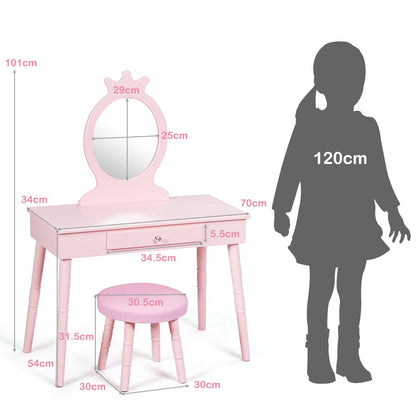 Enchanting Pink Vanity Set for Kids - Real Mirror and Dress-Up Delight