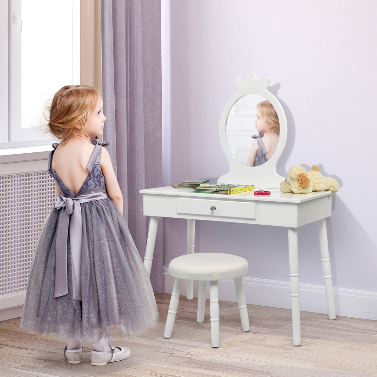 Whimsical Kids Vanity Set with Real Mirror - Beauty and Imagination