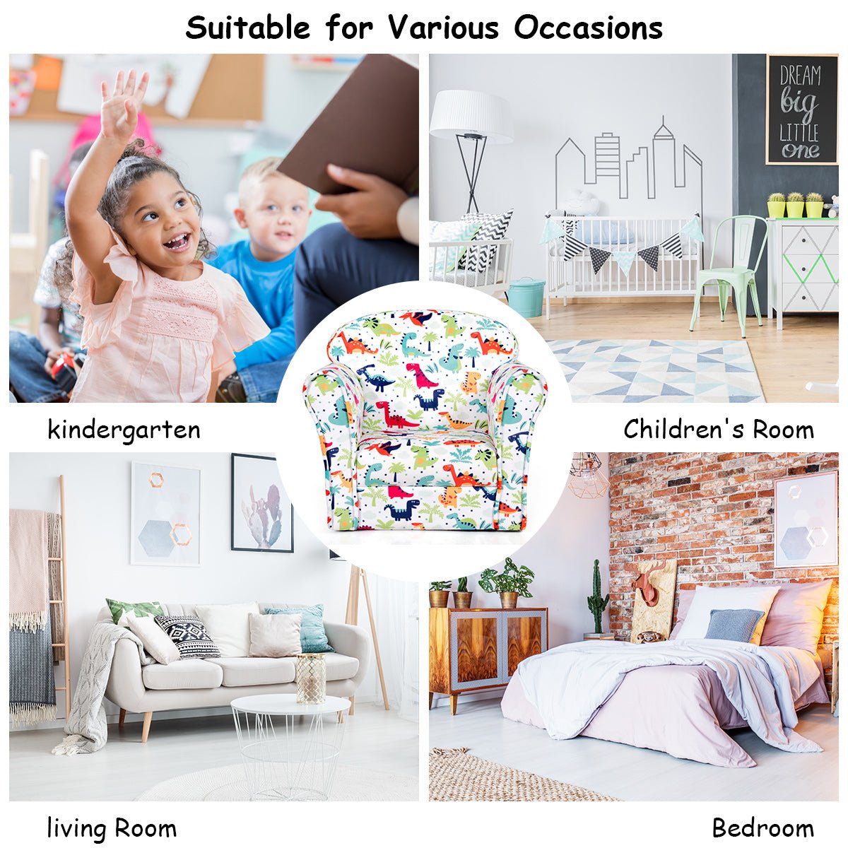 1Velvet Kids Sofa with Lovely Pattern: Baby Room Comfort Zone