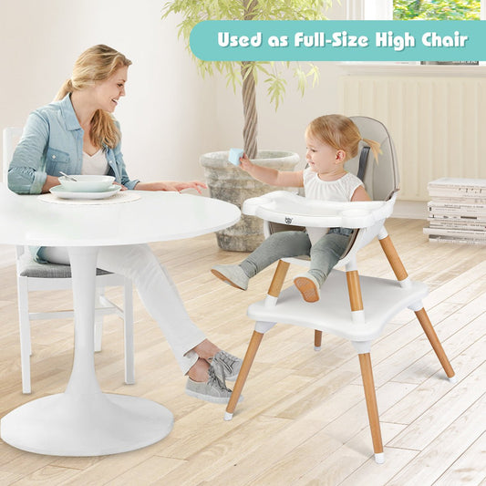 Shop 5 in 1 Convertible Wooden High Chair for Babies - Kids Mega Mart