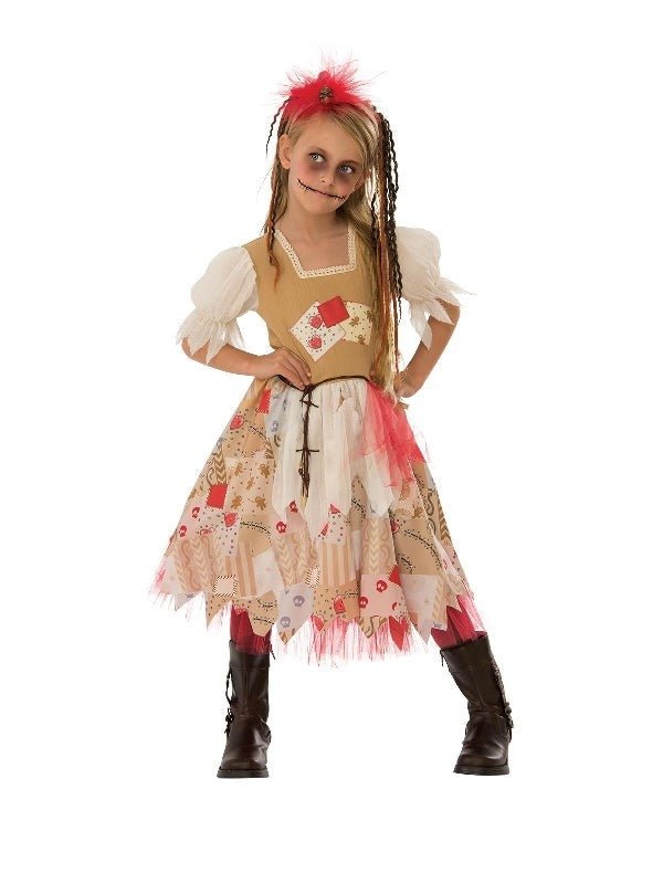 Kids Voodoo Girl Halloween Costume with Dress and Headband, perfect for spooky home play.