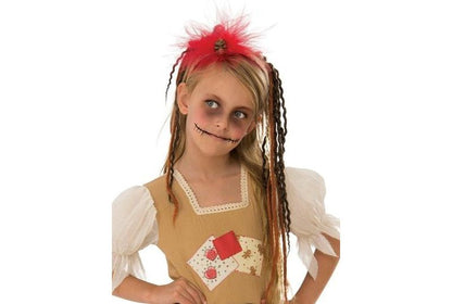 Kids voodoo girl Halloween costume with dress and headband for spooky home fun.