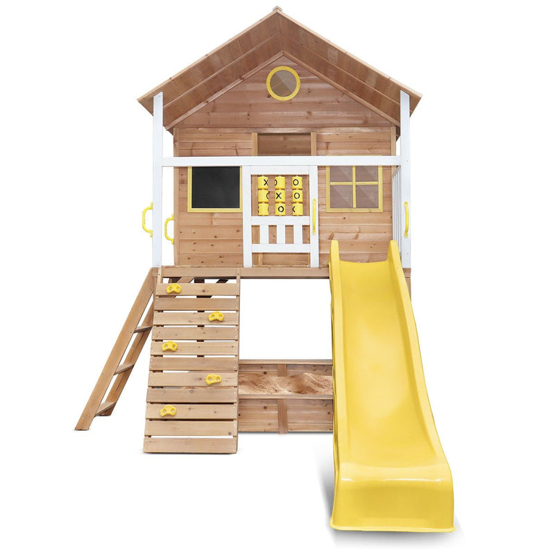 Get Warrigal Cubby House with Yellow Slide: Exciting Backyard Play