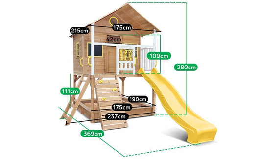 Warrigal Beach Style Cubby House | Includes Slide, Sandpit for Kids Outdoor Play - Fun and Safe Backyard Retreat