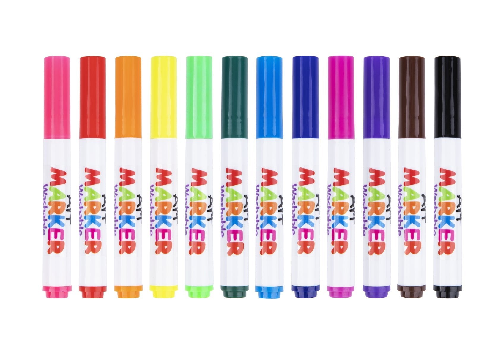 12-color washable marker set perfect for kids art projects, mess-free fun at home.