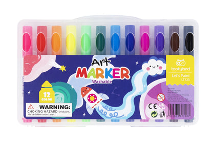 Colorful 12-pack washable markers for kids art projects and crafts at home.