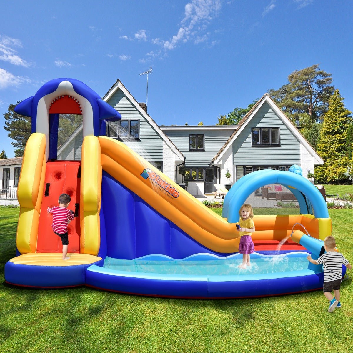 Children's Water Bounce House with Basketball Rim - Active Outdoor Fun