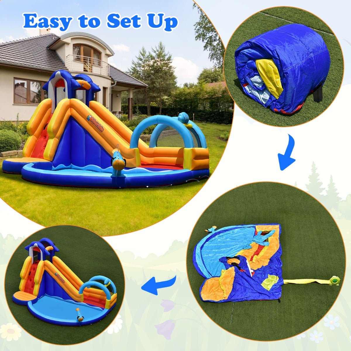 Water Bounce House with Basketball Rim - Active Playtime for Kids