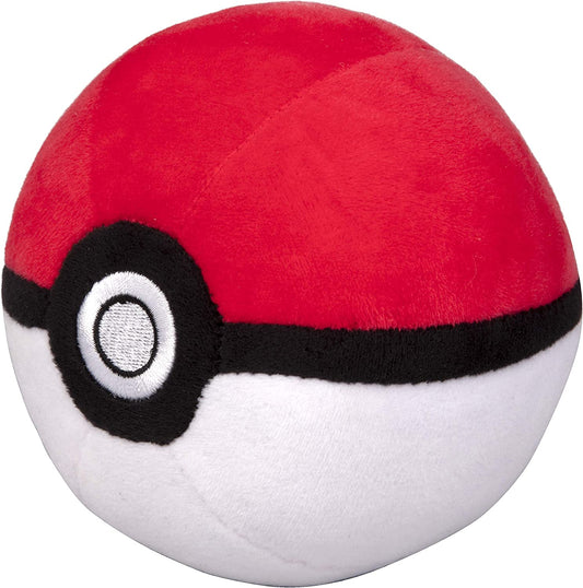 4 Poke Ball plush toy with weighted base for play and decor in kids rooms.