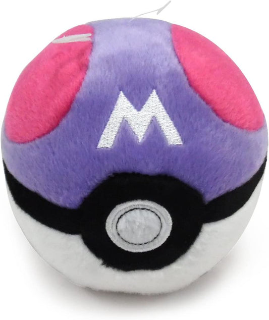 Pokemon Master Ball plush toy with weighted bottom for fun play at home.