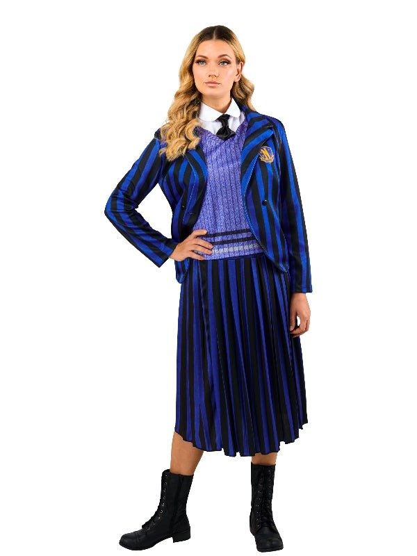 Wednesday Nevermore Deluxe Blue Costume (Netflix), Adult - Front View