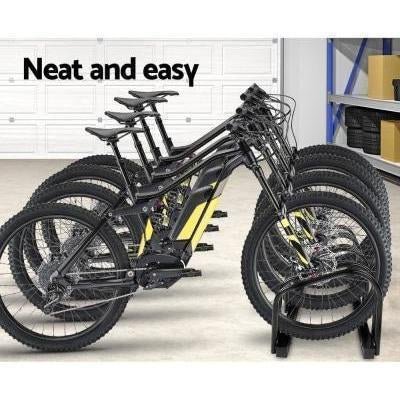 Outdoor Toys Portable Bike 4 Parking Rack Bicycle Instant Storage Stand - Black