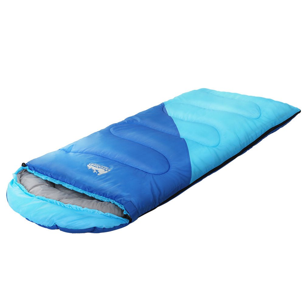 Weisshorn Kids 172cm Blue Sleeping Bag, ideal for camping, hiking, and home sleepovers.