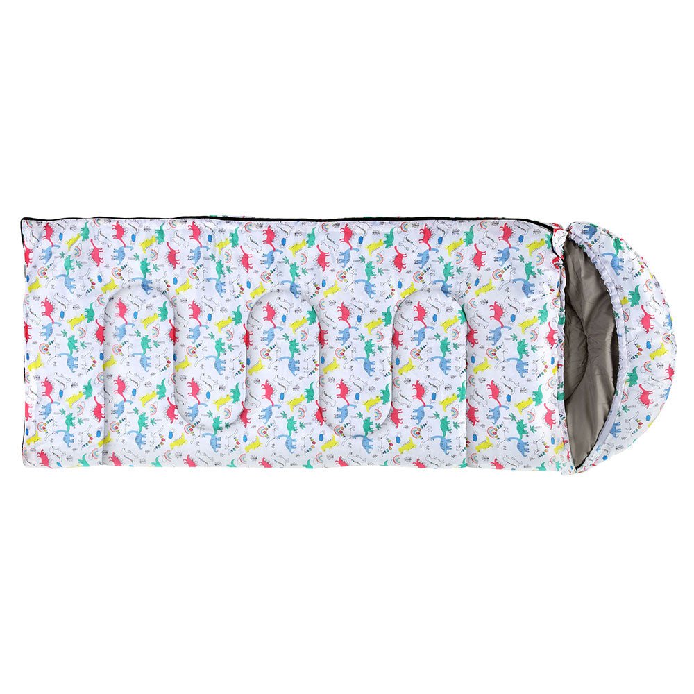 Kids Weisshorn single sleeping bag, 180cm, thermal for camping and hiking, in white.