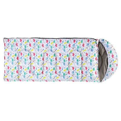Kids Weisshorn single sleeping bag, 180cm, thermal for camping and hiking, in white.