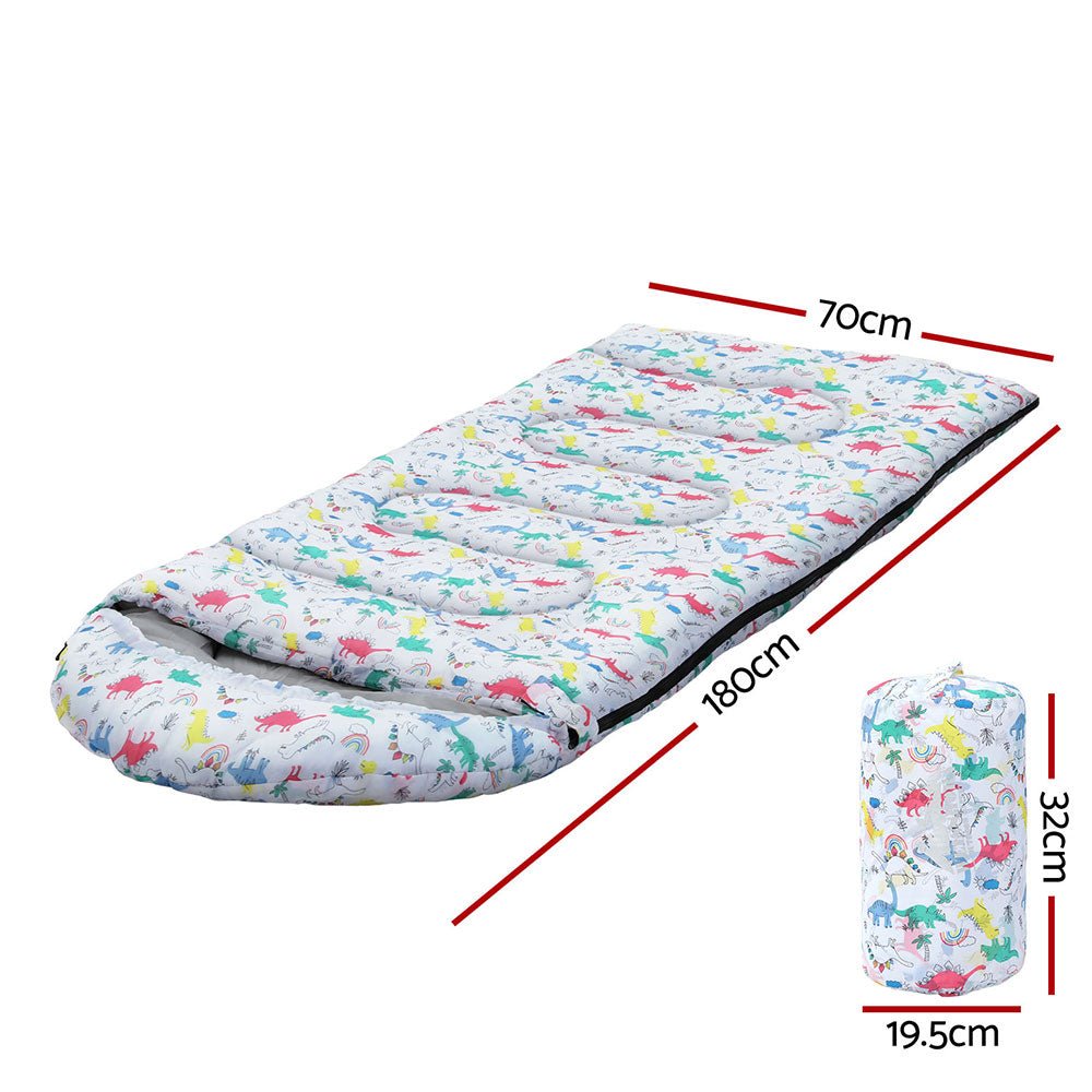 Kids 180cm Weisshorn single sleeping bag in white, ideal for camping and hiking adventures.