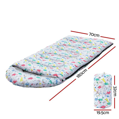 Kids 180cm Weisshorn single sleeping bag in white, ideal for camping and hiking adventures.