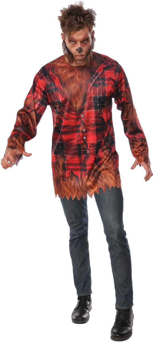 Kids werewolf costume shirt, perfect for Halloween dress-up with official details and design.