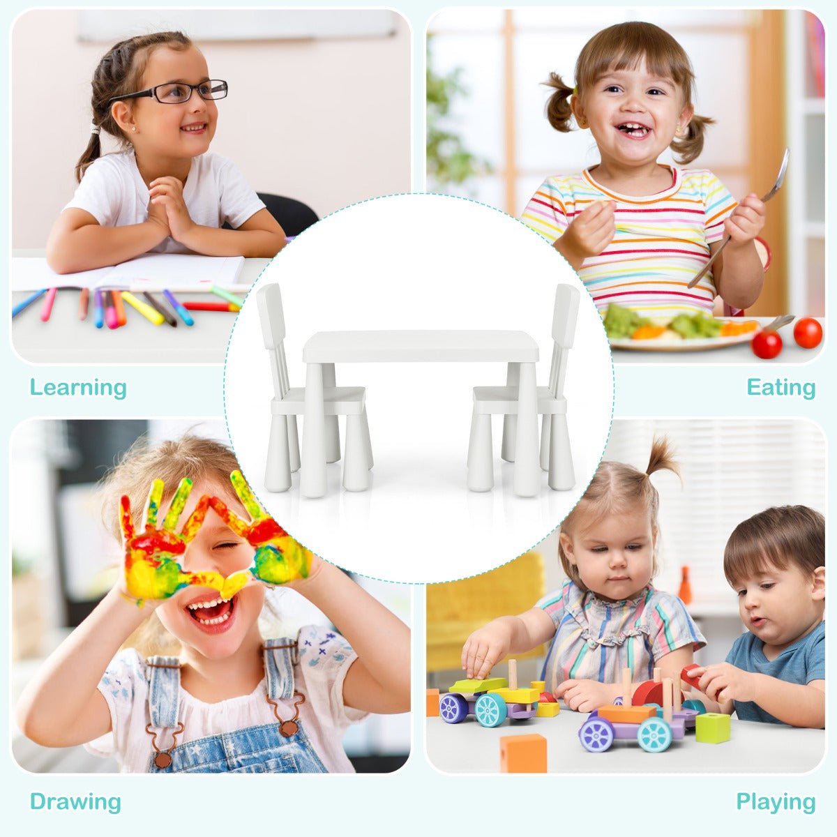 Children's White Table and Chairs Set - Embrace the Joy of Reading