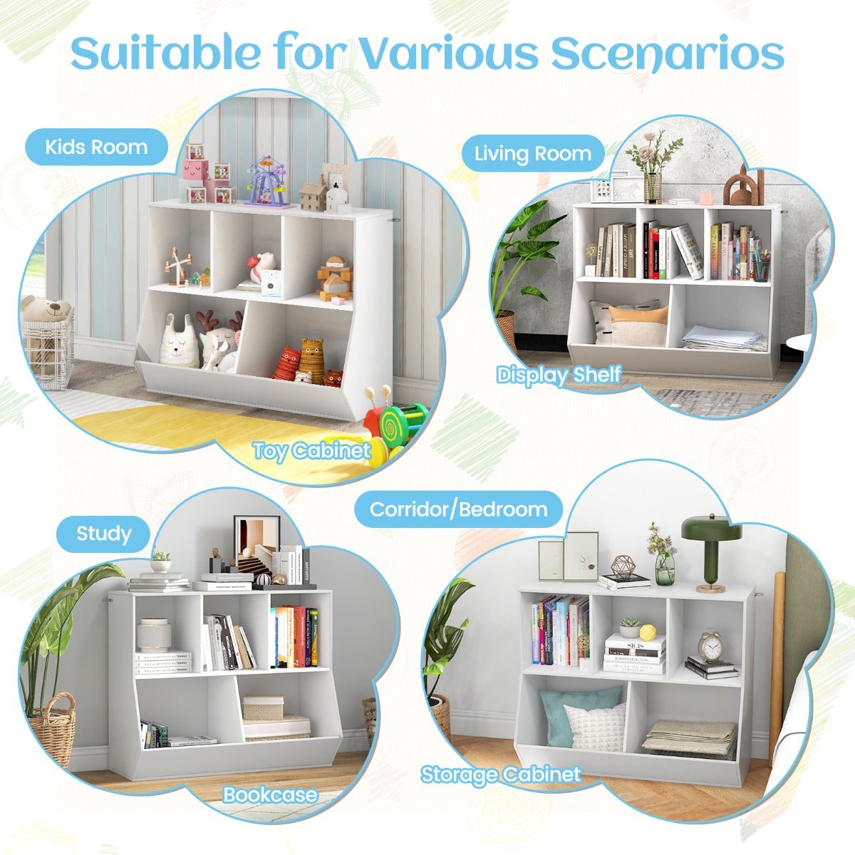 Functional White Cubby for Toys and Books
