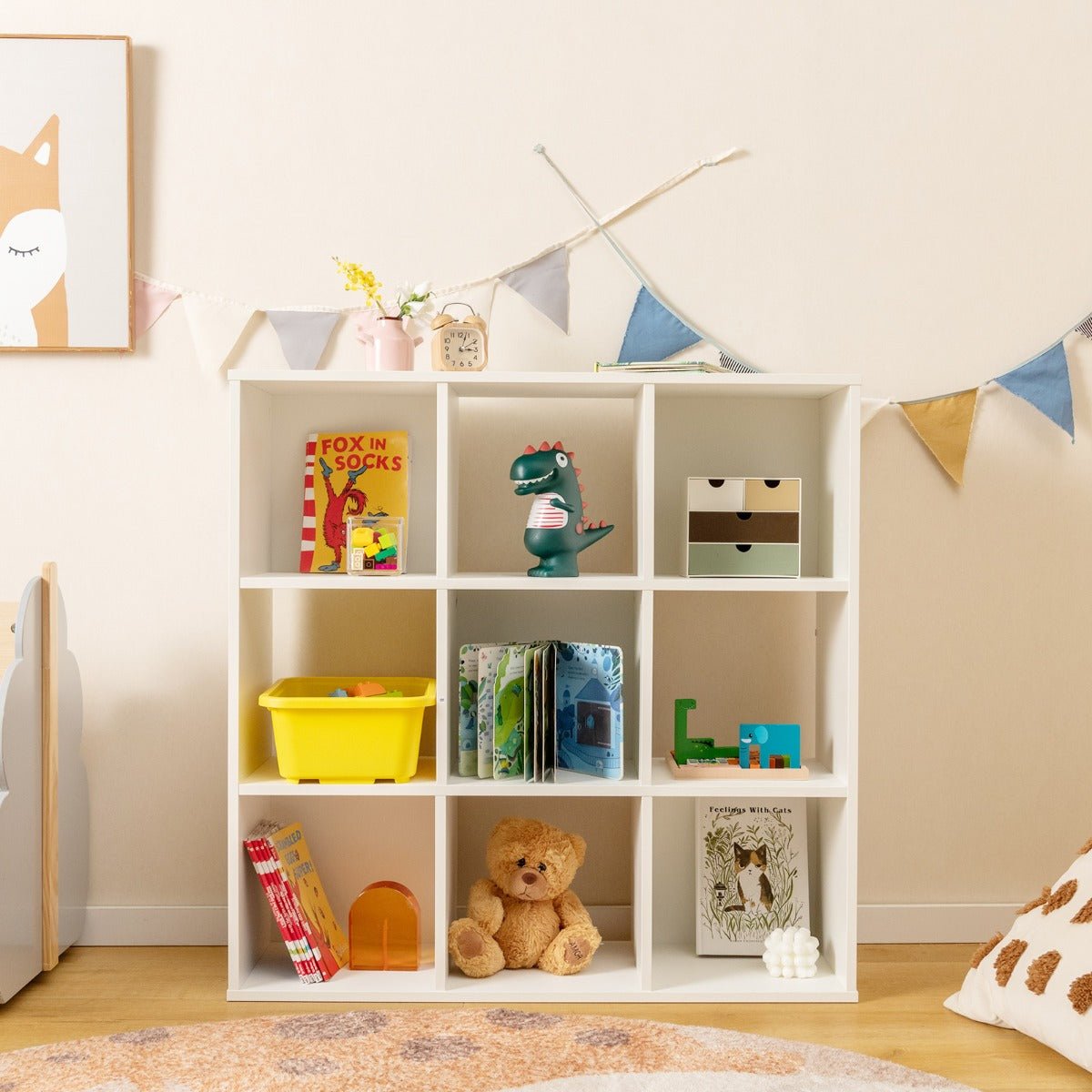 Functional White Toy Storage with Spacious Cubes