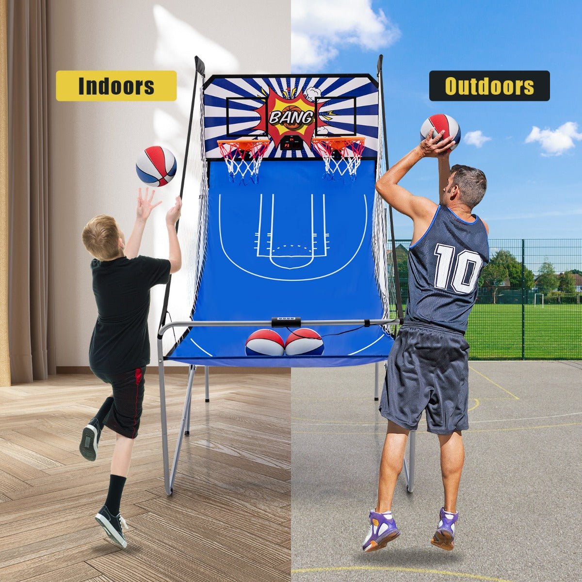 White Dual Basketball Hoop Arcade