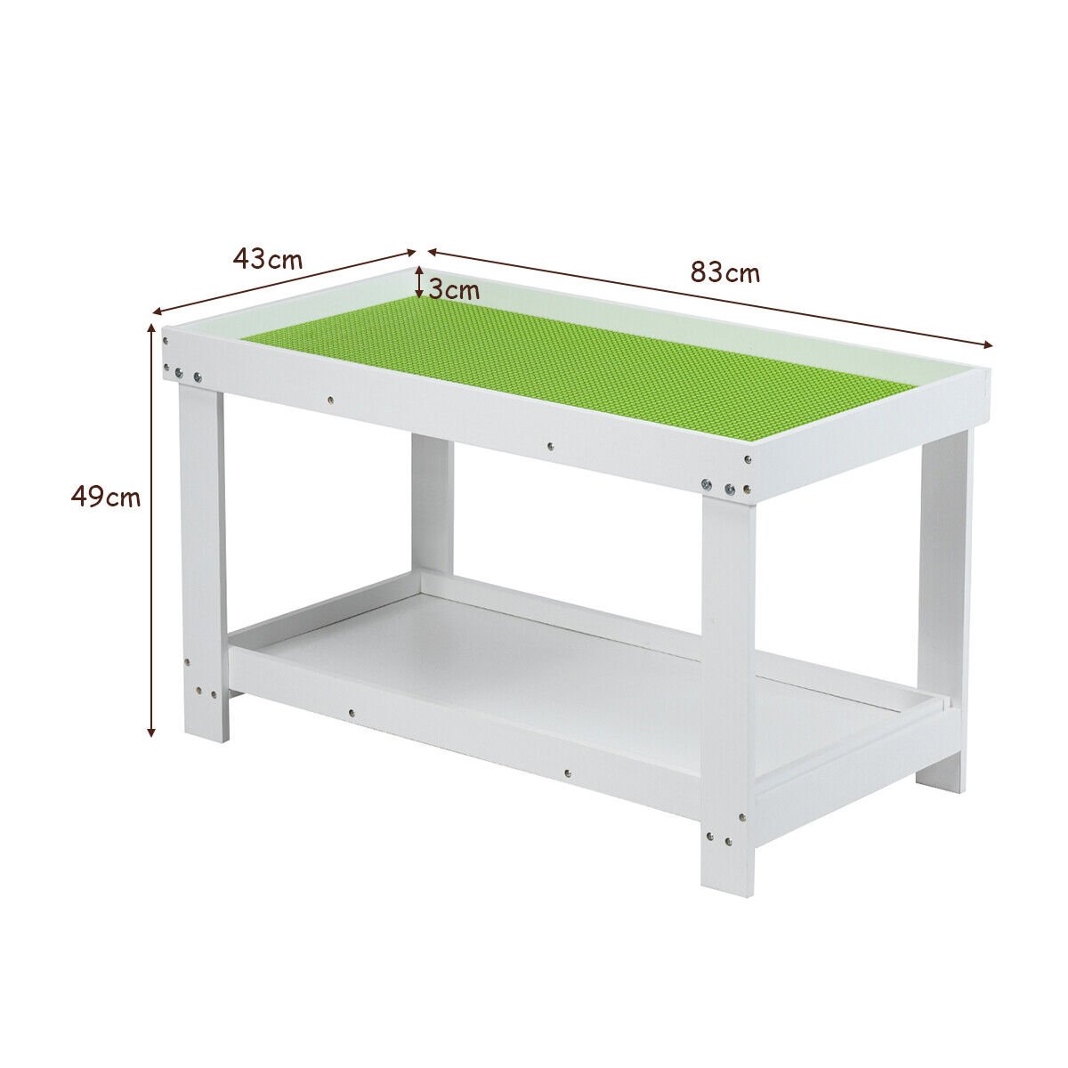 Organize Play: White Wooden Kids Activity Table with Storage Shelf