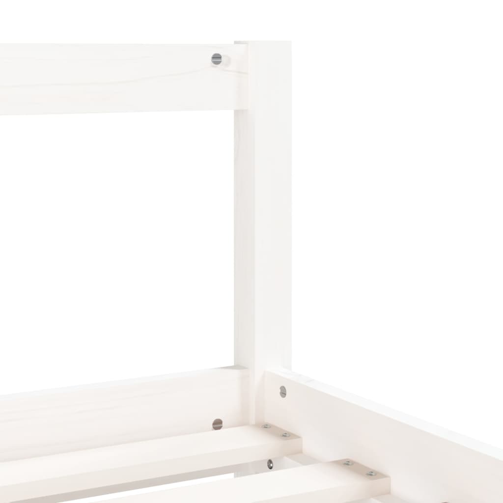 White Single Size Kids Bed Frame Solid Wood Pine - Kids Mega Mart