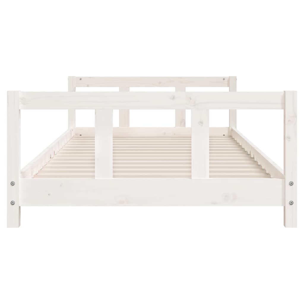 White Single Size Kids Bed Frame Solid Wood Pine - Kids Mega Mart