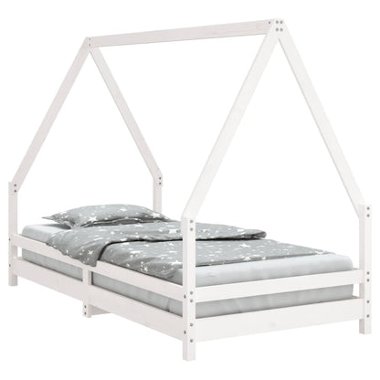 White solid pine kids house bed frame, creates a playful sleep haven for childrens bedrooms.