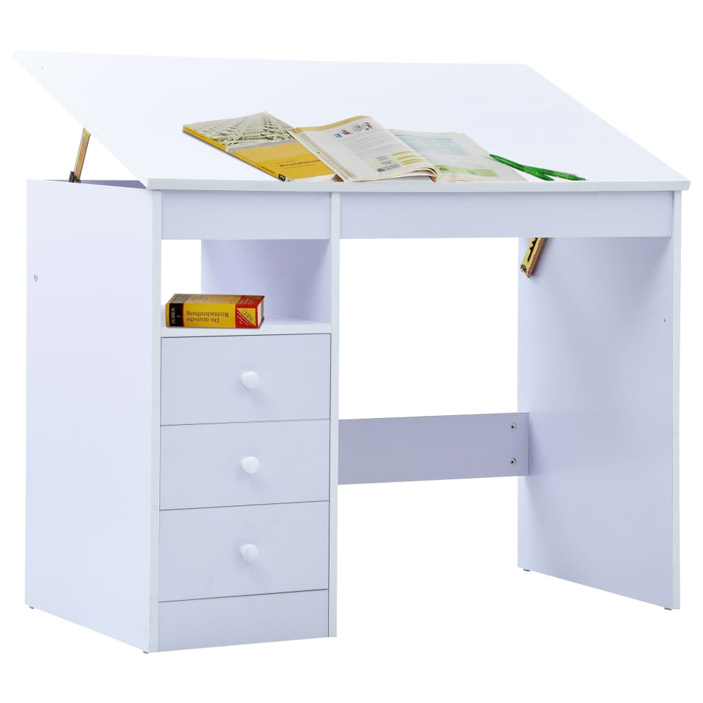 White Study Desk with Tilt Function for Kids - Kids Mega Mart