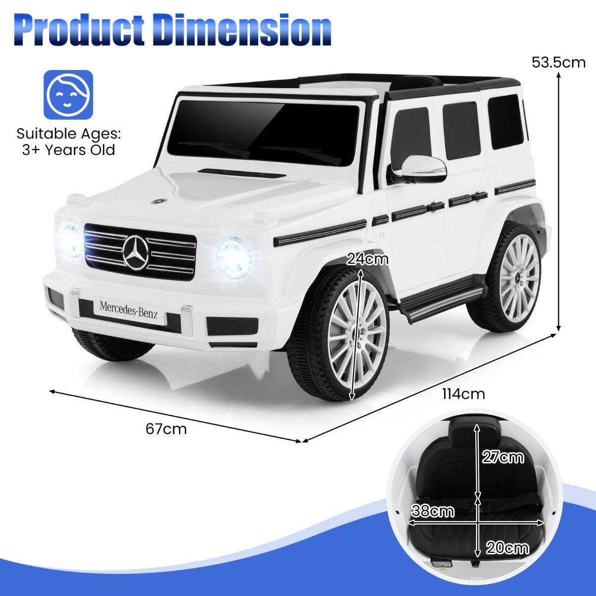 Mercedes-Benz G500 Kids Electric Ride-On Car with Remote, ideal for backyard adventures.