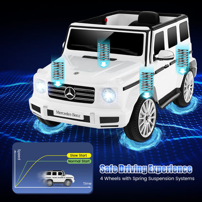 Mercedes-Benz G500 kids electric ride-on car w/ remote control for imaginative play at home.