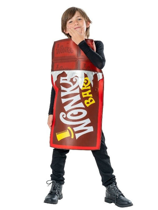 Willy Wonka chocolate bar costume tabard for kids aged 5-8 years, perfect for imaginative play.