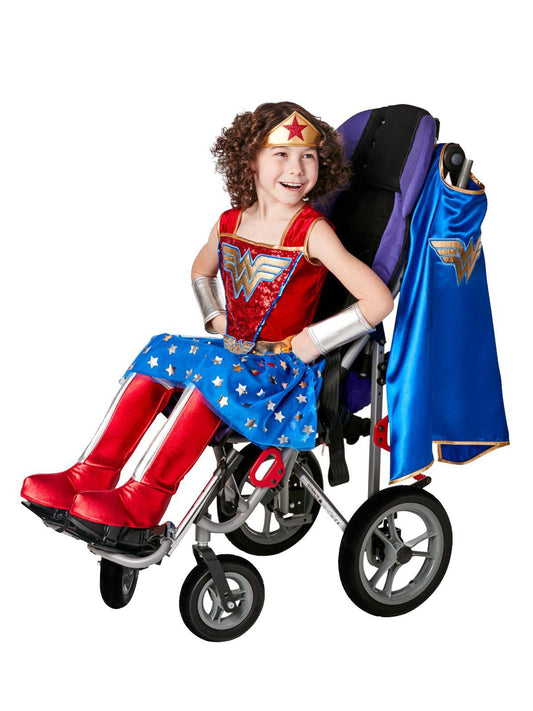 Kids Wonder Woman costume with adaptive design, perfect for dress-up play at home.