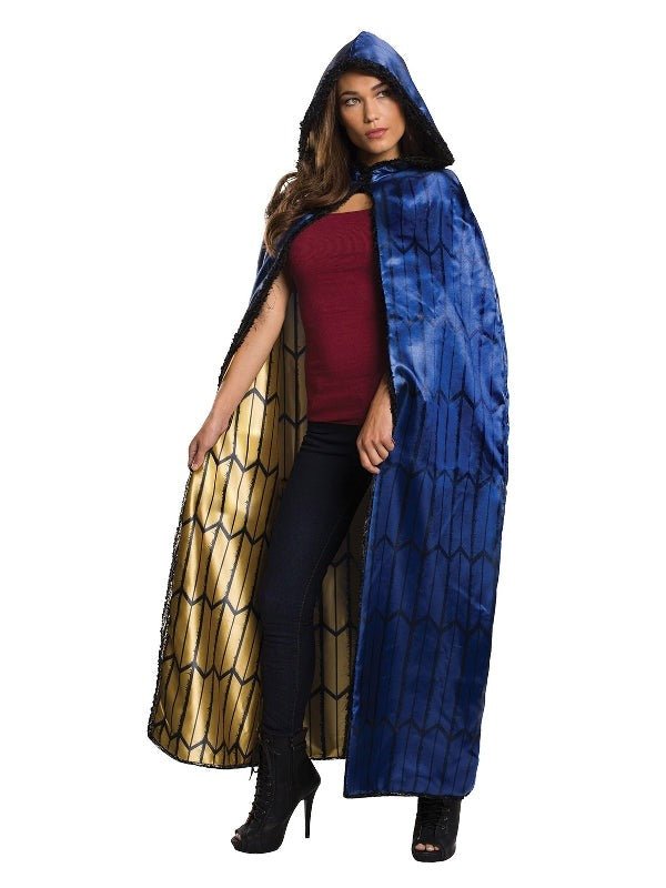 Wonder Woman adult cape featuring official DC Comics design, perfect for costume play at home.